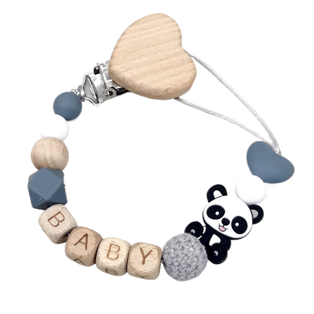 Baby Product - 木製のパーソナライズされたベビーおしゃぶりチェーン、かわいい動物デザインのおしゃぶりクリップ、赤ちゃん用 - 安全なおしゃぶりホルダー