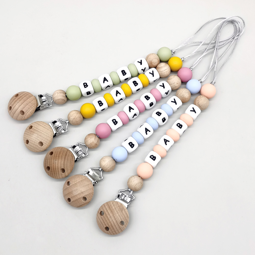 Baby Product - カスタムネームおしゃぶりクリップチェーンシリコンビーズおしゃぶりクリップホルダーおしゃぶりチェーンベビー歯固めおもちゃ噛むおもちゃギフトBPAフリー