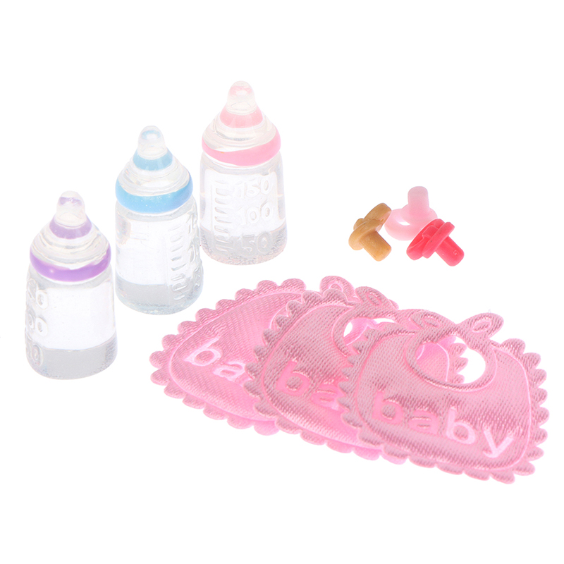 Zwitsal Baby Products - ミニチュア哺乳瓶とおしゃぶりよだれかけセット,ドールハウス,ギフト,保育園アクセサリー,1:12, 3個