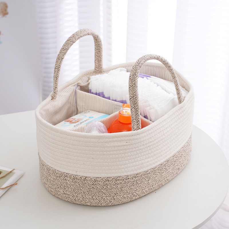 Zwitsal Baby Products - 折りたたみ式おむつキャディー整理用コットンロープおむつバッグポータブルママバッグベビーおむつ哺乳瓶おもちゃ収納バスケット