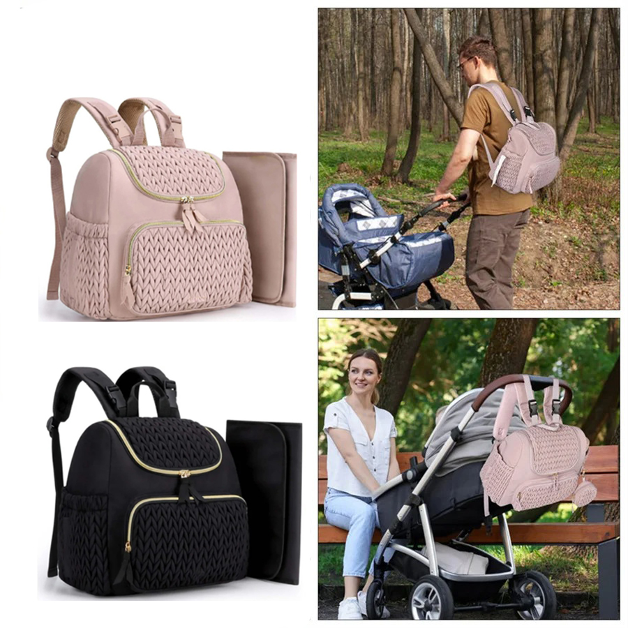 大容量マタニティおむつバッグバックパックニット柄ベビーおむつ - Diaper Bag Backpack のレビューと価格