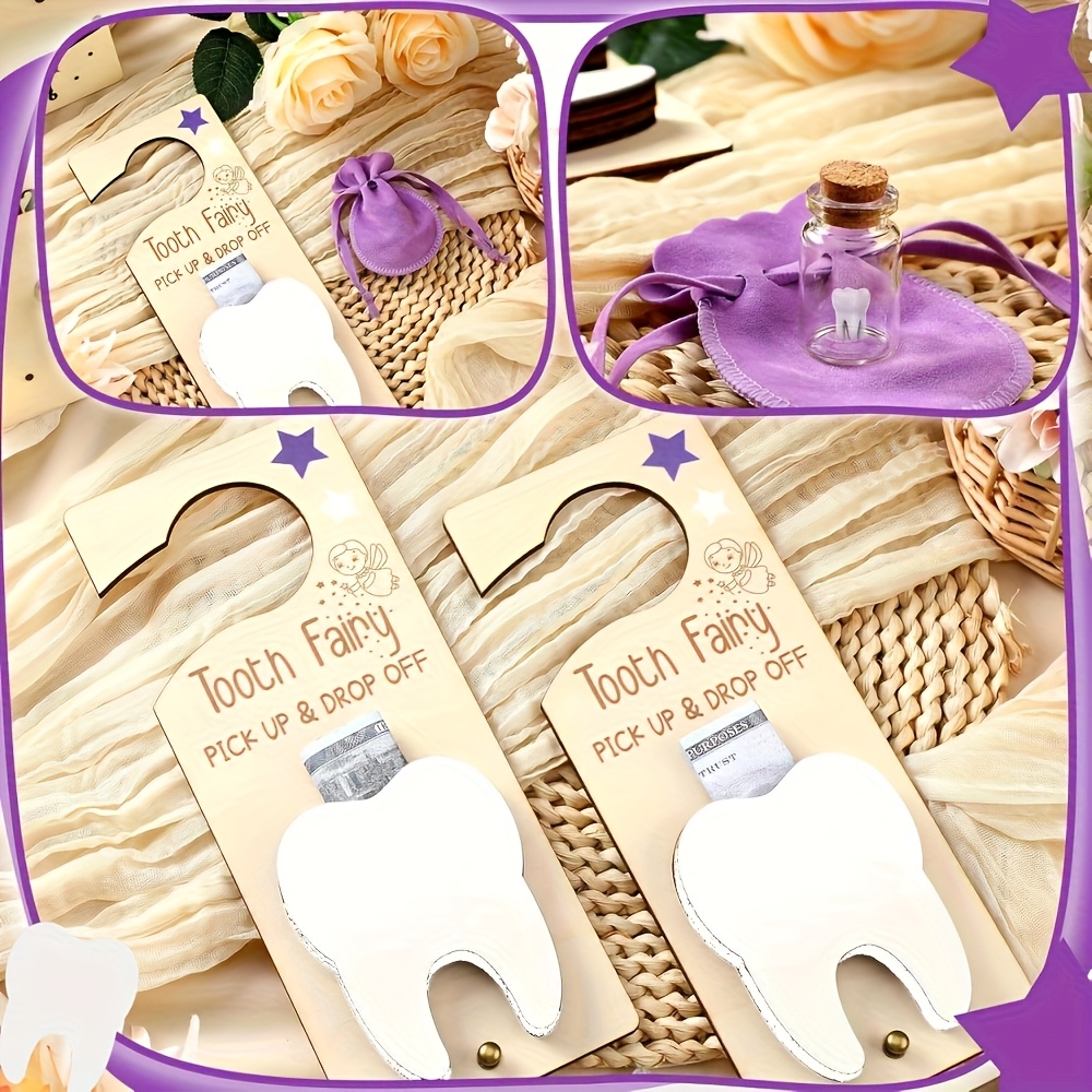 歯の妖精のドアサイン装飾、乳歯の記念品ボックスセット（木製歯 - Zwitsal Baby Products のレビューと価格